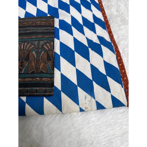 Handmade Quilted Patchwork Messenger Briefcase Bag Blue Red Brown OOAK - Picture 14 of 14